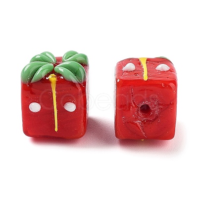 Christmas Gift Box Handmade Lampwork Beads LAMP-XCP0001-17-1