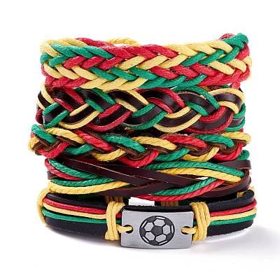 Leather Cord Bracelets Set for Men Women BJEW-C005-02C-1