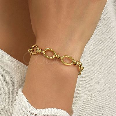 Stainless Steel Oval Link Chain Bracelet KM2112-1-1