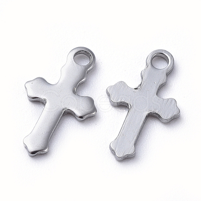 Tarnish Resistant 304 Stainless Steel Tiny Cross Charms STAS-E466-12B-1