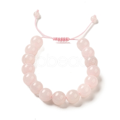 12.5mm Round Natural Rose Quartz Braided Bead Bracelets for Women Men BJEW-C060-01S-1