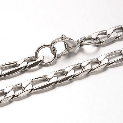 Tarnish Resistant 304 Stainless Steel Figaro Chain Necklaces NJEW-H421-3-1