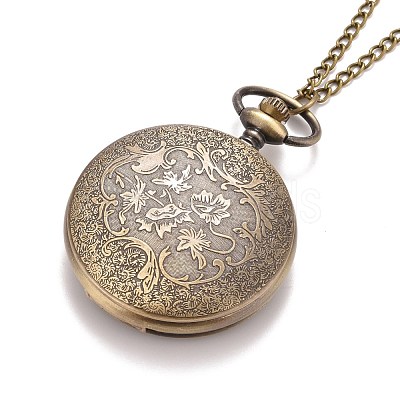 Retro Alloy Flat Round with Triangle Pendant Pocket Watches WACH-I012-07-1