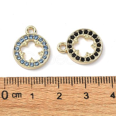 Golden Rack Plating Alloy Rhinestone Pendants PALLOY-F308-20G-1