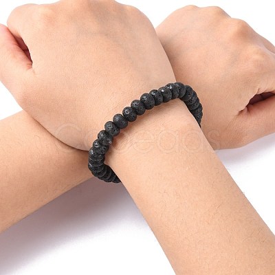 Adjustable Natural Lava Rock Braided Bead Bracelets BJEW-F369-A02-1