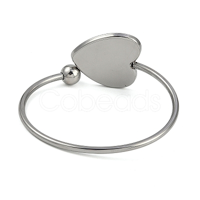 304 Stainless Steel Blank Bangle Bases with Heart Tray STAS-Z088-01P-01-1