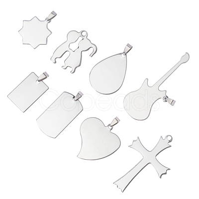 201 Stainless Steel Heart Stamping Blank Tag Pendants STAS-PH0018-77-1