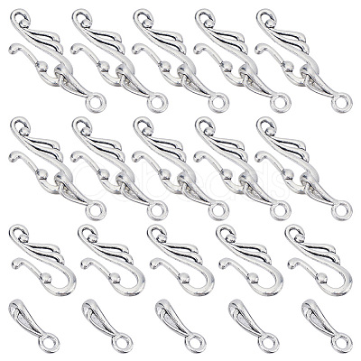 SUNNYCLUE 70Pcs Tibetan Style Alloy Hook and Eye Clasps FIND-SC0008-05-1