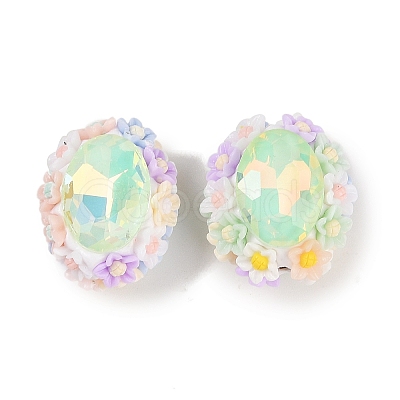 Handmade Luminous Polymer Clay Glass Rhinestone Beads CLAY-H003-05D-1