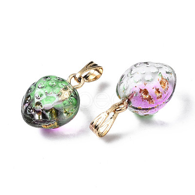 Two Tone Transparent Spray Painted Glass Pendants X-GLAA-N035-014-G05-1