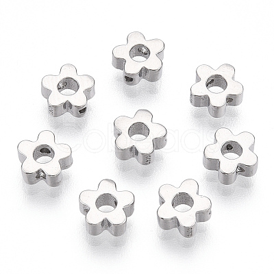 Rhodium Plated 925 Sterling Silver Beads STER-T004-74P-1