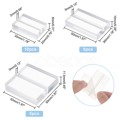 PandaHall Elite 20Pcs 3 Style Transparent Acrylic Bases FIND-PH0007-03-1