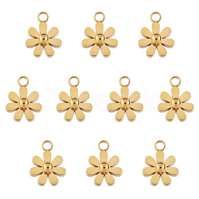 10Pcs 430 Stainless Steel Small Flower Pendants JX236B-1