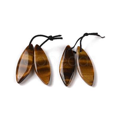 2Pcs Natural Tiger Eye Pendants G-A228-03A-1