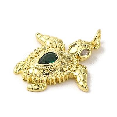 Rack Plating Brass Micro Pave Green Cubic Zirconia Pendants KK-C053-10G-1