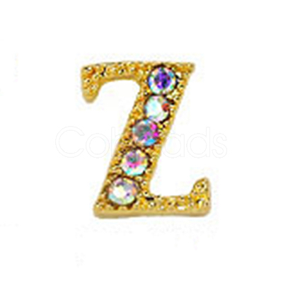 Alloy Gold Rhinetone Letters Nail Stud Cabochons MRMJ-S047-023Z-1