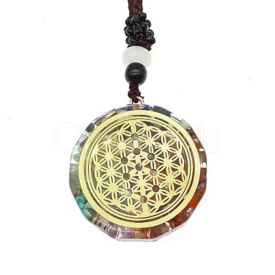 Orgonite Chakra Natural & Synthetic Mixed Stone Pendant Necklaces QQ6308-12-1