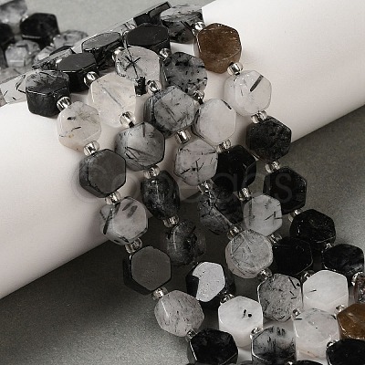 Natural Black Rutilated Quartz Beads Strands G-P534-A04-02-1