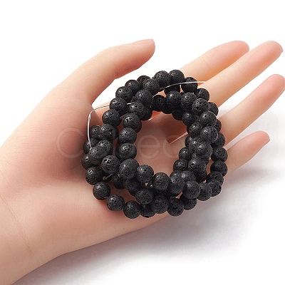 Natural Lava Rock Round Beads Strands G-YW0002-08-1