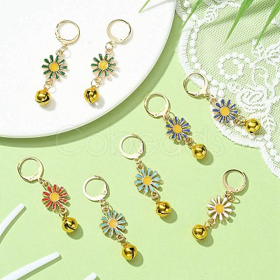 Daisy Alloy Enamel Pendants Decoraiton HJEW-JM01047-1