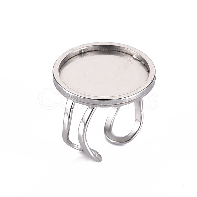 Non-Tarnish 201 Stainless Steel Cuff Pad Ring Settings X-STAS-S080-040F-P-1