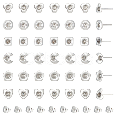 Unicraftale 84Pcs 6 Style 201 Stainless Steel Stud Earring Findings STAS-UN0057-42-1