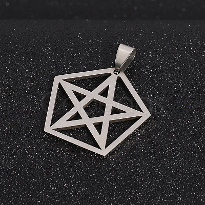 Non-Tarnish Boy Jewelry Original Color 304 Stainless Steel Pentagon with Pentagram Pendants X-STAS-I032-209-1