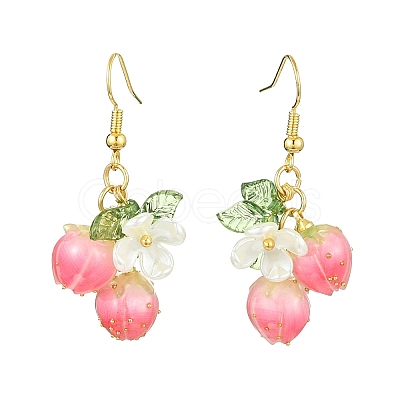 Handmade Flower Epoxy Resin & ABS Plastic Imitation Pearl Dangle Earrings EJEW-TA00470-1