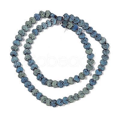 Electroplated Natural Lava Rock Beads Strands G-Q1009-G01-02B-1