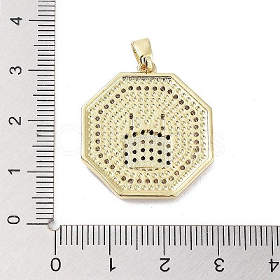 Rack Plating Brass Micro Pave Clear Cubic Zirconia Pendants KK-H474-22G-02-1