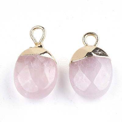 Electroplate Natural Rose Quartz Charms X-G-S344-09E-1