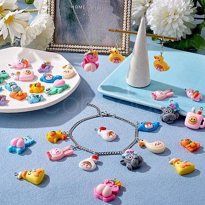 32Pcs 16 Styles Opaque Resin Pendants RESI-SZ0001-64-1