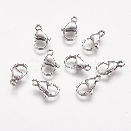 304 Stainless Steel Lobster Claw Clasps STAS-P185-15-P-1