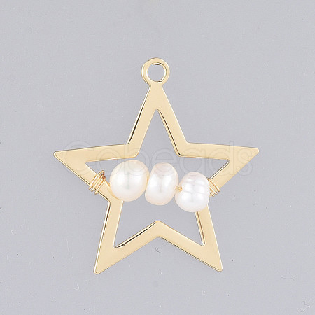Natural Cultured Freshwater Pearl Pendants X-PALLOY-JF00404-1
