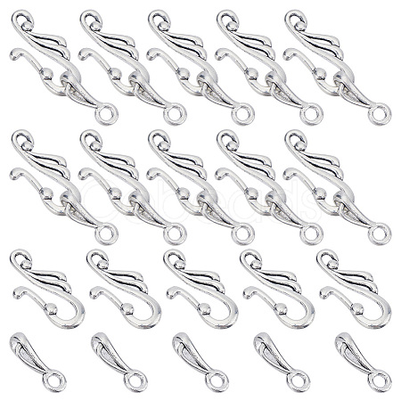 SUNNYCLUE 70Pcs Tibetan Style Alloy Hook and Eye Clasps FIND-SC0008-05-1