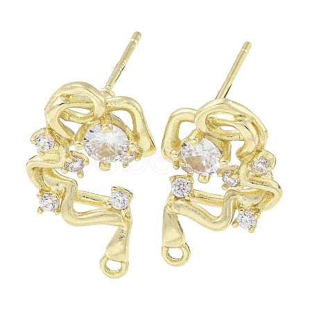 Brass Cubic Zirconia Stud Earring Findings KK-R154-11G-1