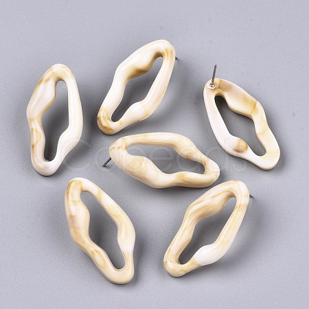 Opaque Resin Stud Earrings EJEW-T012-05-A02-1