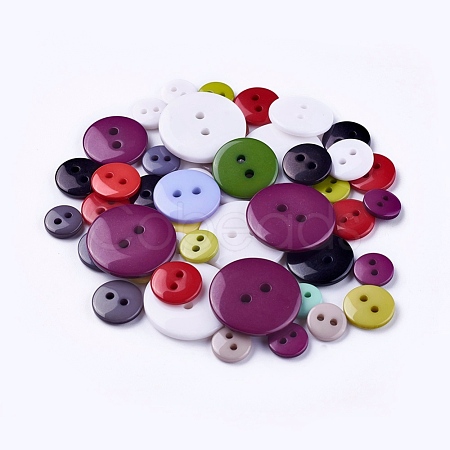 Resin 2-Hole Button Fit Handcraft & Costume Sewing BUTT-F065-M-1