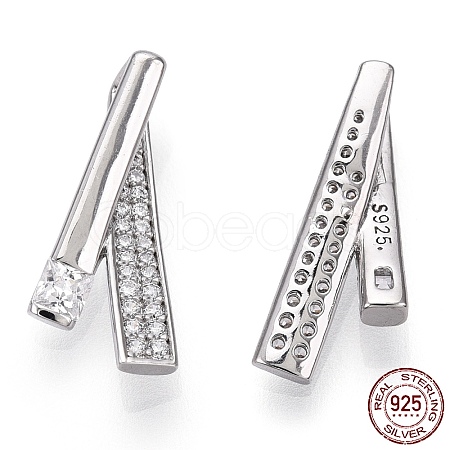 Rhodium Plated 925 Sterling Silver Micro Pave Cubic Zirconia Pendants STER-T004-17P-1