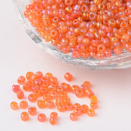 Transparent Colours Rainbow Round Glass Seed Beads X-SEED-A007-3mm-169B-1
