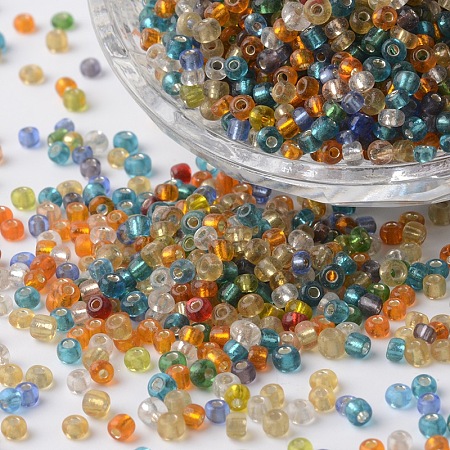 8/0 Silver Lined Round Glass Seed Beads X-SEED-K003-3mm-M07-1
