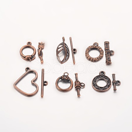 Tibetan Style Alloy Toggle Clasp Sets TIBE-X0017-01R-FF-1