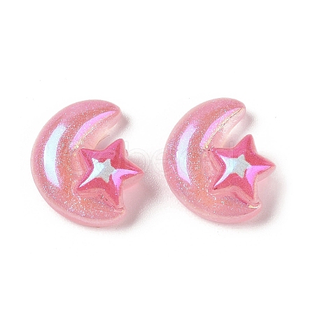 Glitter Plated Resin Cabochons RESI-H163-05B-1