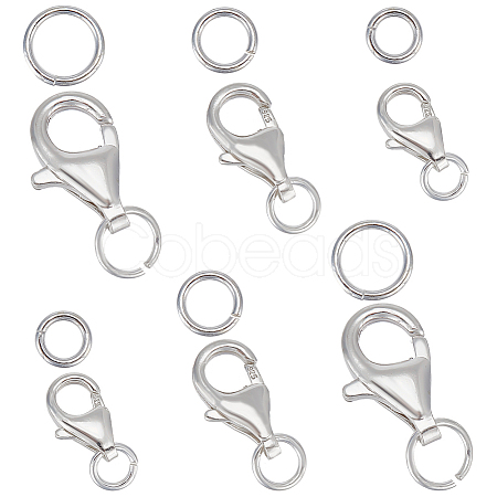   6Pcs 3 Size 925 Sterling Silver Lobster Claw Clasps STER-PH0001-21-1