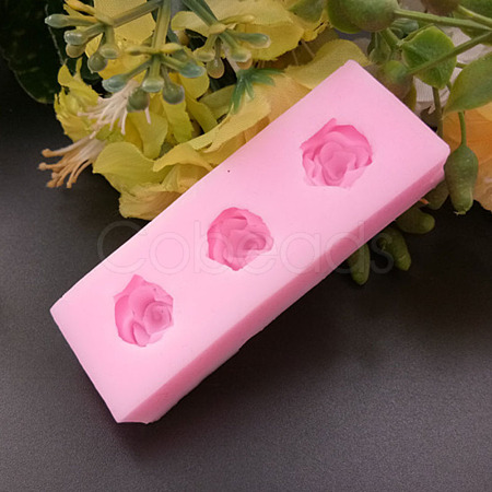 Rose Shape DIY Food Grade Silicone Molds X-AJEW-P046-55-1