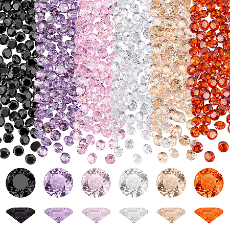   180Pcs 6 Colors Diamond Shape Grade A Cubic Zirconia Cabochons ZIRC-PH0001-43C-05-1