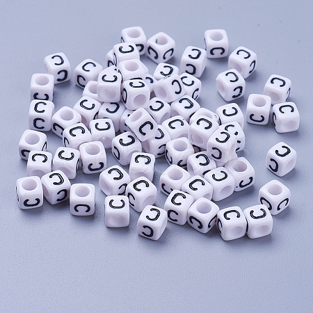 Pandahall 50g Opaque Acrylic Horizontal Hole Letter Beads SACR-TA0001-19I-1