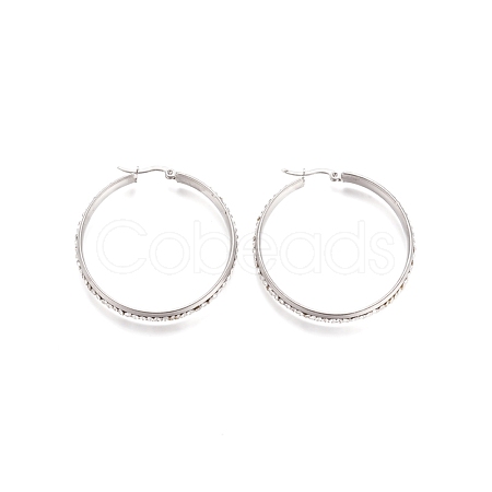 304 Stainless Steel Geometric Hoop Earrings for Women STAS-D171-33B-P-1