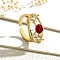 Brass Micro Pave Cubic Zirconia Solitaire Ring, Cuff  Rings with Glass, Evil Eye, Red, Inner Diameter: adjustable