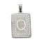 Non-Tarnish 304 Stainless Steel Pendants, Rectangle with Alphabet, Letter.Q, 30x20x1.5mm, Hole: 3x6mm